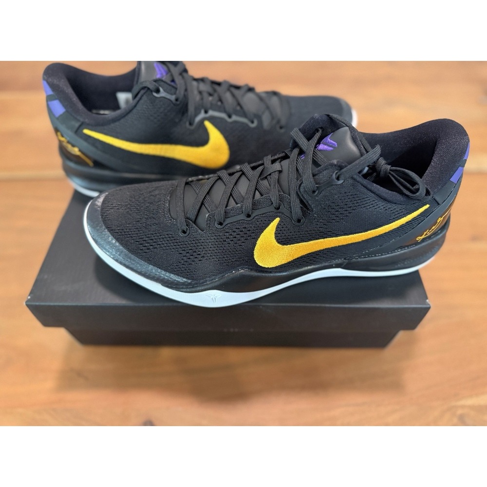 Nike Kobe VIII 8 Protro Lakers Away Black Gold Purple Shoe HF9550-001 Men's 11.5
